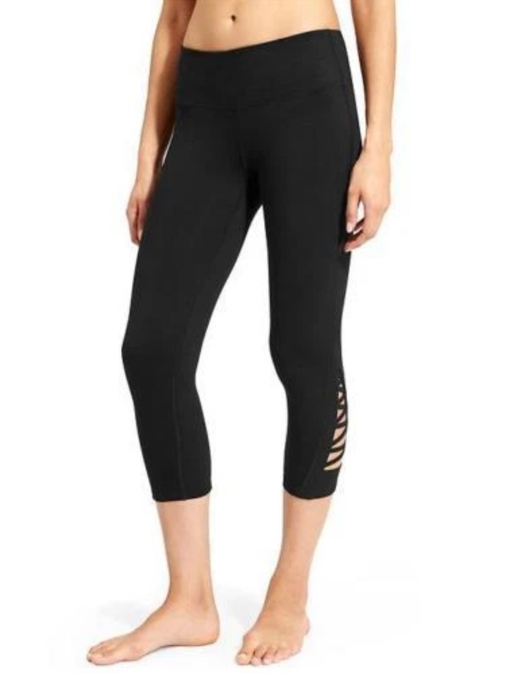 Athleta Criss Cross Chaturanga Capri Leggings Black Size Small